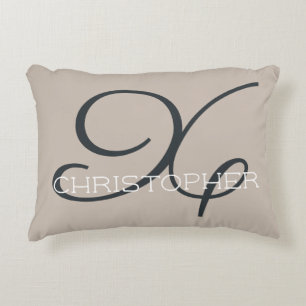Coussins Décoratifs X Calligraphie Initiale Nom Taupe Marron Neutre Él