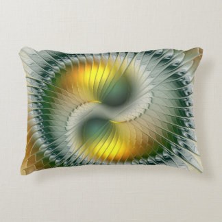 Coussins Décoratifs Yin Yang Vert Jaune Abstrait Fractal Coloré