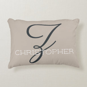 Coussins Décoratifs Z Nom de la calligraphie initiale Taupe Tan Neutra
