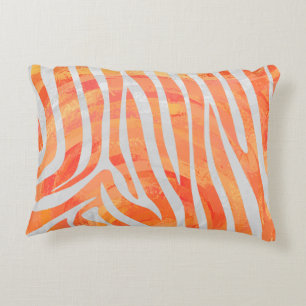 Coussins Décoratifs Zebra Orange and White Print