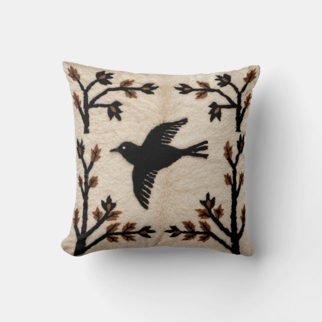 Coussins d'oiseaux élégants : Noir et Blanc Kilim  (Recto)