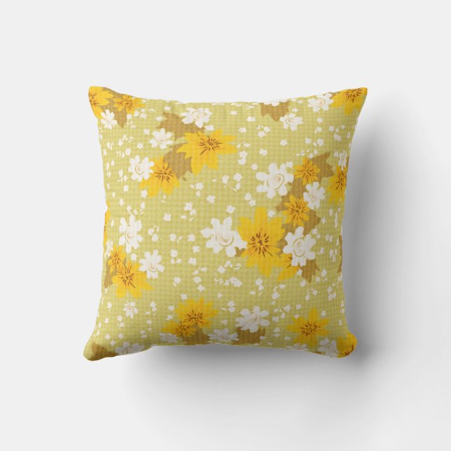 Coussins et Coussins de fleurs de printemps jaunes (Verso)