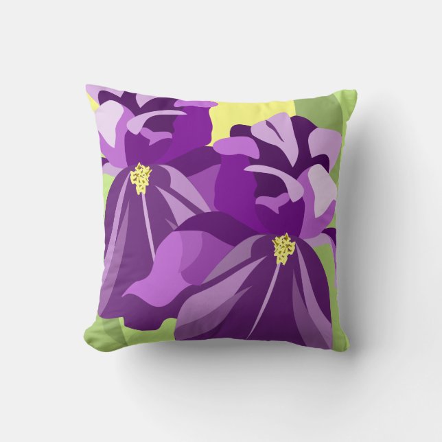 Coussins Fleuris Iris Violet (Recto)