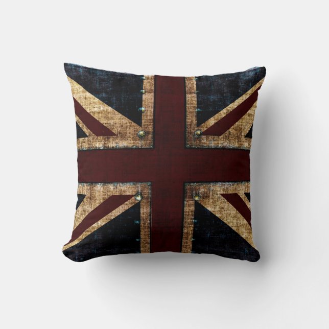 Coussins grunges de lancer d'Union Jack (Recto)