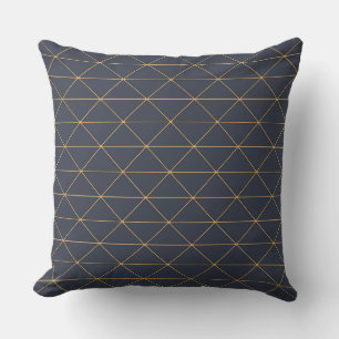 Coussins Jeter - Motif géométrique or et bleu