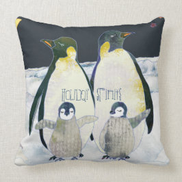 Coussins joyeux de pingouin d'empereur de
