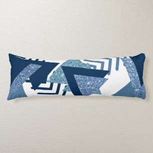 Coussins Longs 80s Luxe Abstrait Turquoise et bleu marine