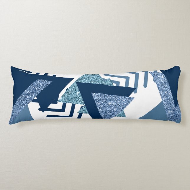 Coussins Longs 80s Luxe Abstrait | Turquoise et bleu marine (Devant)