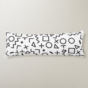 Coussins Longs 90's Noir & Blanc Retro Shapes Motif