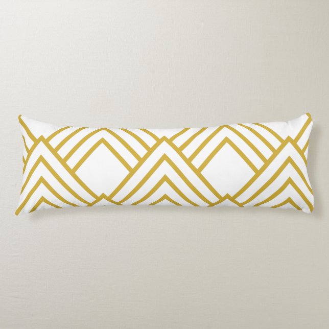 Coussins Longs Abstract geometrical, white and gold (Devant)