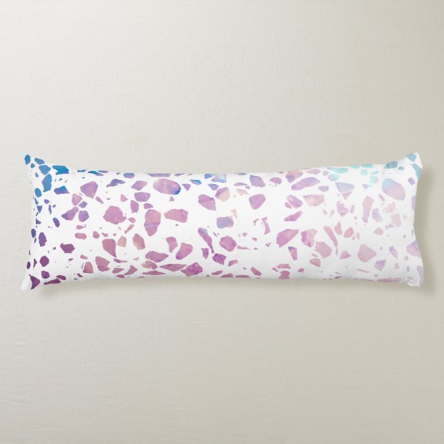 Coussins Longs Abstrait Terrazzo Mosaic rose et Motif bleu (Devant)