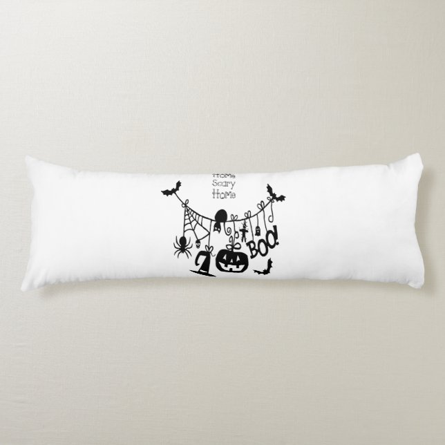 Coussins Longs Accueil Citrouille de chauves-souris, Chat noir, V (Devant)