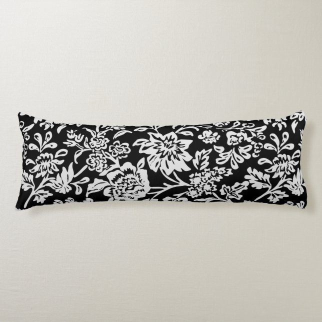 Coussins Longs Agriturisole d'ivoire noir et blanc Modèle floral (Devant)