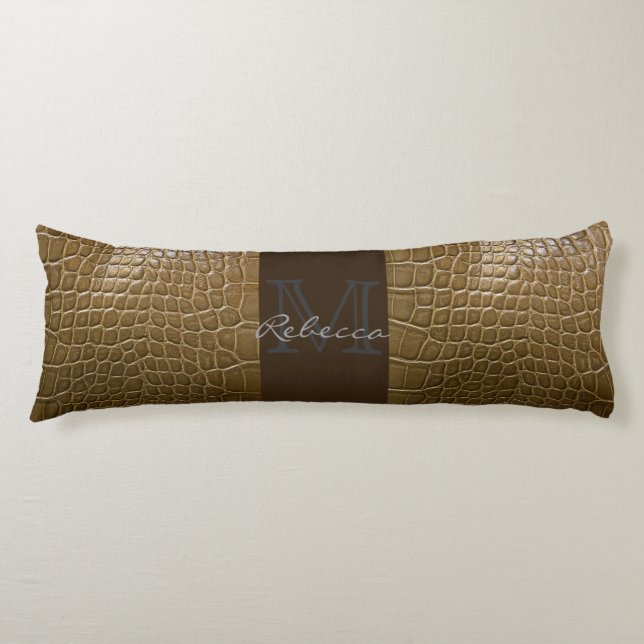 Coussins Longs alligator beige sauvage cuir de crocodile (Devant)