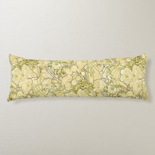 Coussins Longs Alphonse Mucha Pivoines Motif Floral Art Nouveau