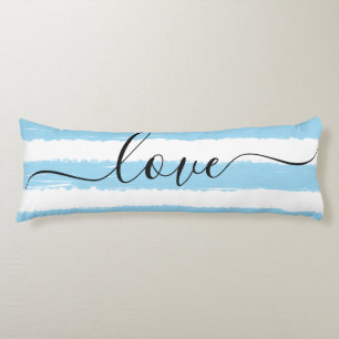 Coussins Longs Amour Sommeil Bleu Rayé Aquarelle 