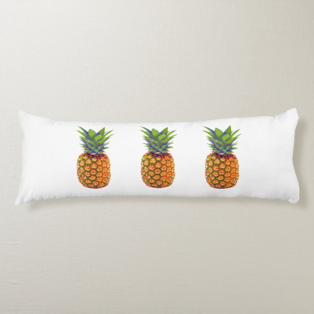 Coussins Longs Ananas sur fond blanc (Devant)