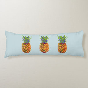 Coussins Longs Ananas sur fond bleu clair