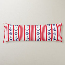 Coussins Longs Ancre Nautique Rouge Bleu Bleu