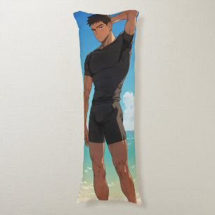 Coussins Longs Anime Boy sur la plage