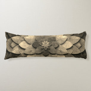 Coussins Longs Antique Golden Mandala Art Fleur texturée