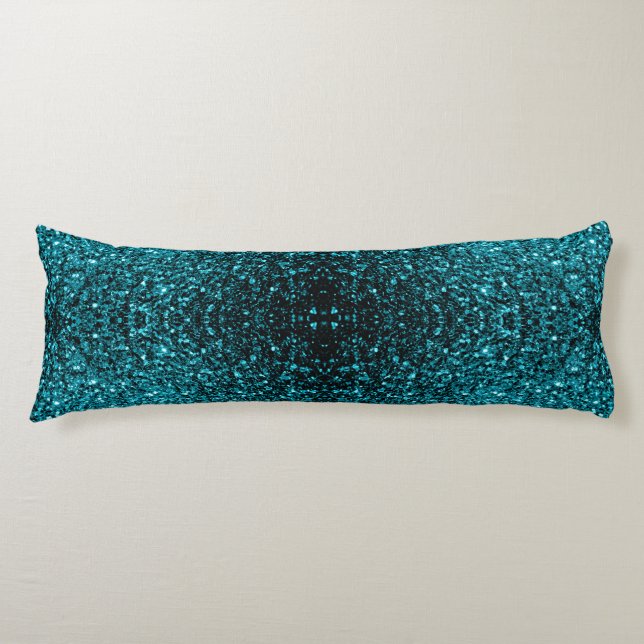Coussins Longs Aqua bleu brillant brille de parties scintillant (Devant)