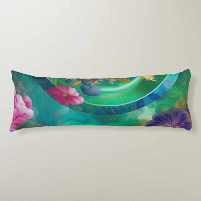 Coussins Longs Aqua Floral Jardin sous-marin Abstrait (Devant)