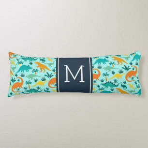 Coussins Longs Aqua Joli Motif Dinosaure coloré Monogramme enfa