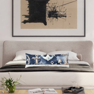 Coussins Longs Aquarelle Ancre marine Océan Marine Monogramme