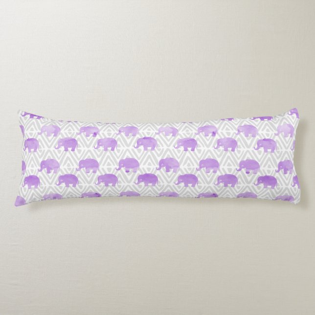 Coussins Longs Aquarelle Elephant Shibori Primitive Chevron (Devant)