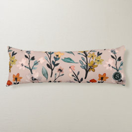 Coussins Longs Aquarelle florale Boho Rose Dusty personnalisée