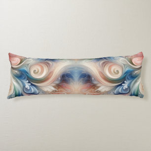 Coussins Longs Aquarelle Imaginaire Floral Pastel Bleu & Crème