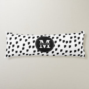 Coussins Longs Aquarelle noire et blanche Pinceau Monogramme