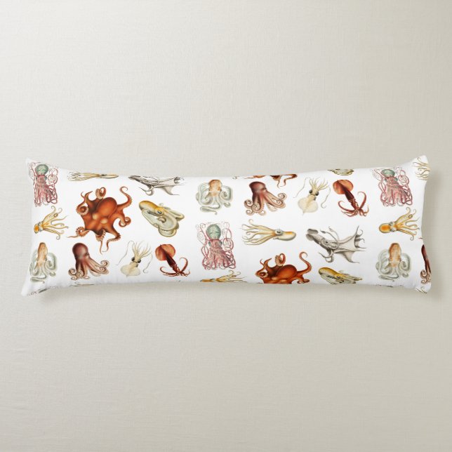 Coussins Longs Aquarelle Octopus Cephalopod Océan Animaux (Devant)