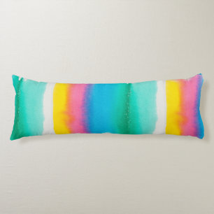Coussins Longs Aquarelle Pastel Rainbow Motif moderne rayé
