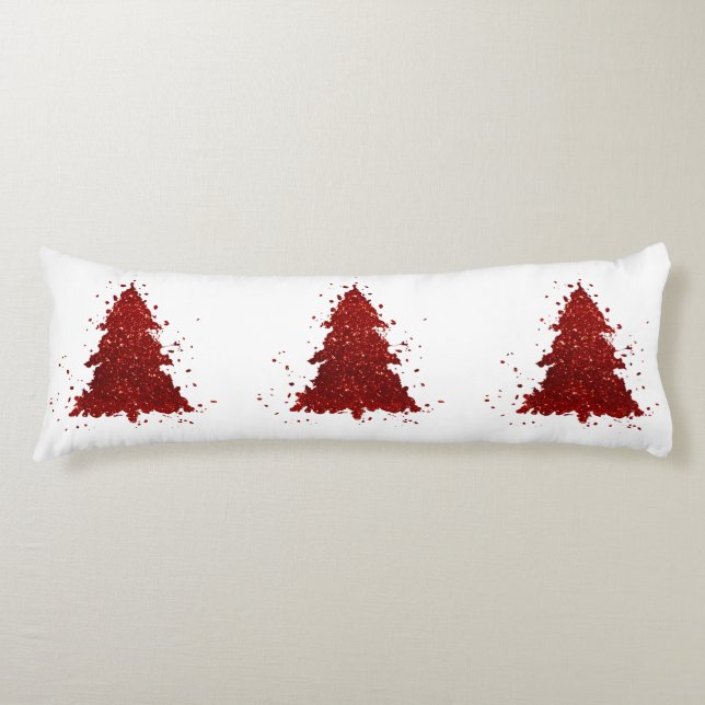 Coussins Longs Arbre de Noël classique | Festive Rich Crimson Rou (Devant)