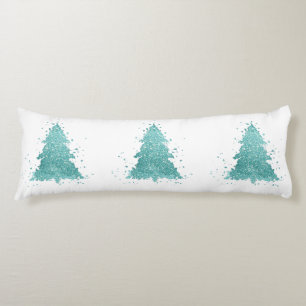 Coussins Longs Arbre de Noël élégant   Luxe Aqua Mint Splatter