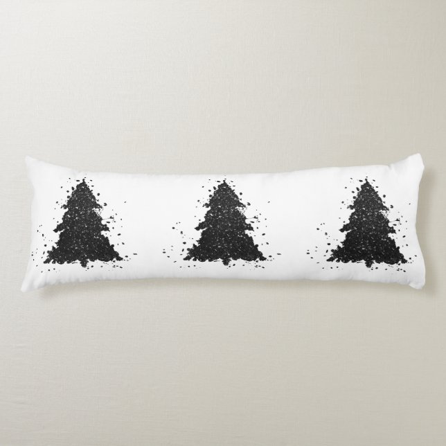 Coussins Longs Arbre de Noël Moody | Onyx Silvery Black Splatter (Devant)