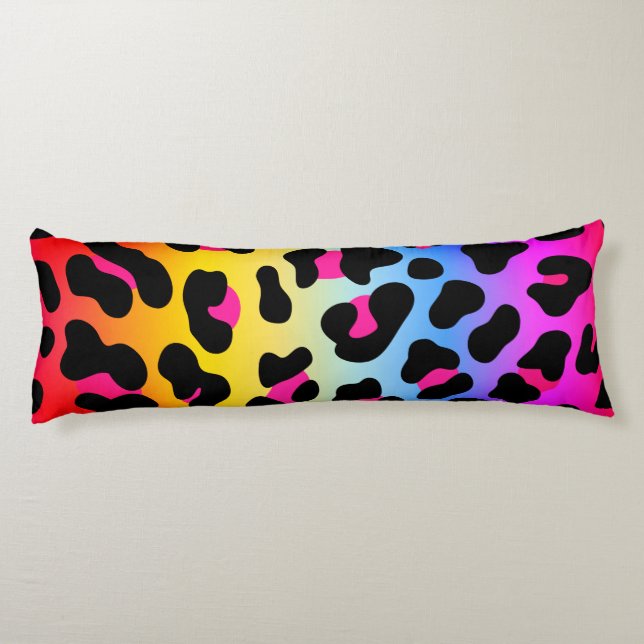 Coussins Longs Arc en ciel Cheetah Imprimé Oreiller corps (Dos)