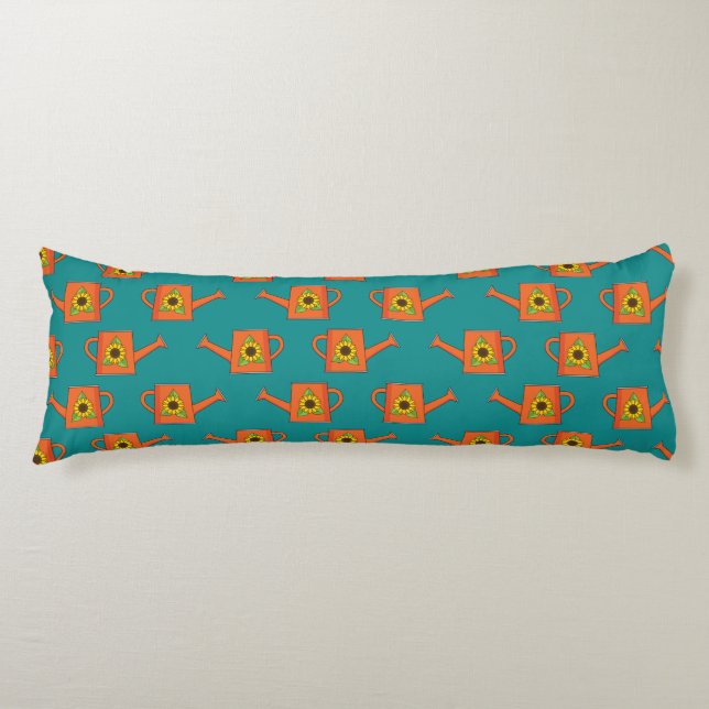 Coussins Longs Arrosage orange avec tournesol (Devant)