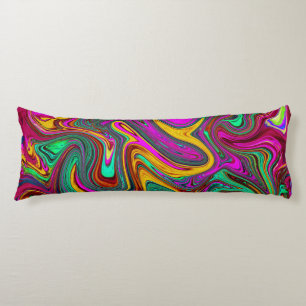 Coussins Longs Art Abstrait Rose Chaud Marbré et Vert Mousse de M