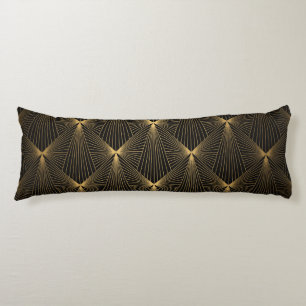 Coussins Longs Art déco, or noir, chic, élégant, motif, classe, t