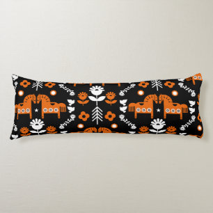 Coussins Longs Art populaire de cheval scandinave