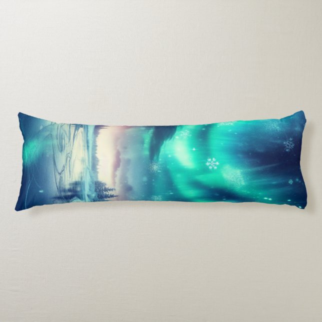 Coussins Longs aurora borealis/Noël/hiver (Devant)
