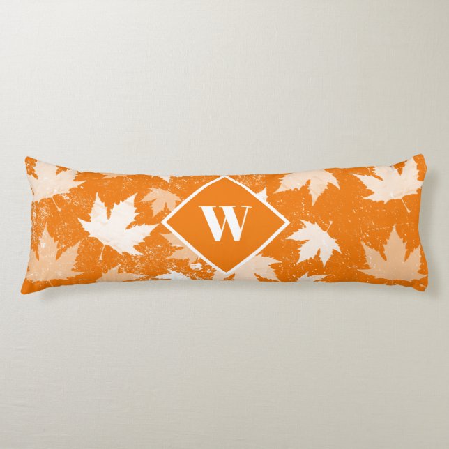 Coussins Longs Automne Feuilles Motif Monogramme (Devant)