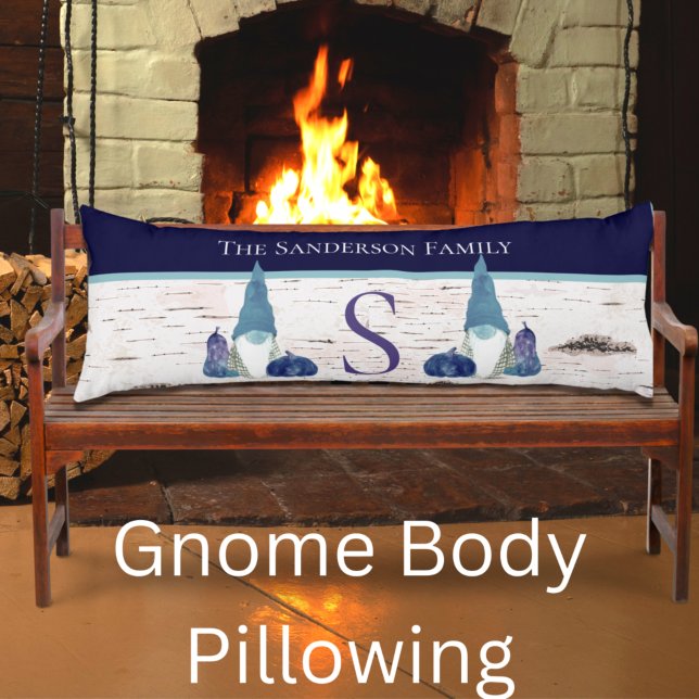 Coussins Longs Automne Rustique Automne Gnome Marine Dusty Blue c (Créateur téléchargé)