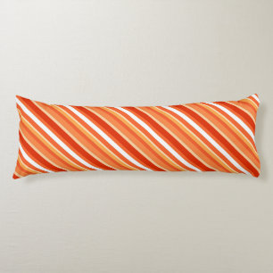 Coussins Longs Bandes de bonbons en couches - orange et blanc