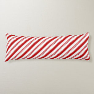Coussins Longs Bandes de bonbons rouges et blancs (grande échelle