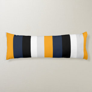 Coussins Longs Bandes jaunes, bleues, blanches et noires