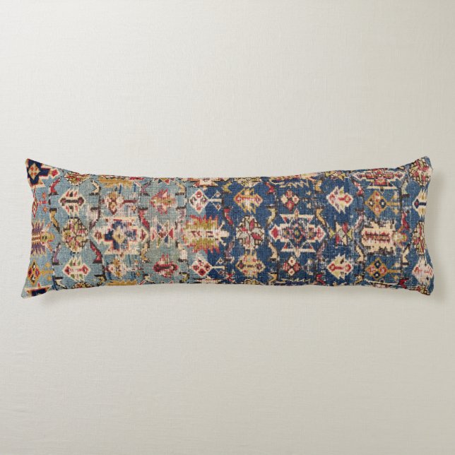 Coussins Longs Bandes jaunes Dusty bleu vert Kuba  (Devant)